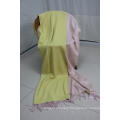 Pink Yellow Double-sided Silk and Cashmere Blanket